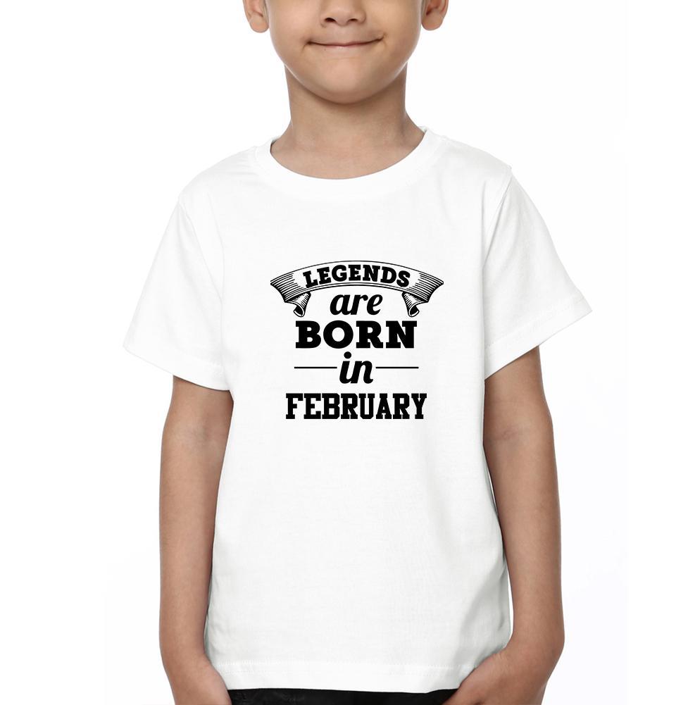 Legends are Born in February Half Sleeves T-Shirt for Boy-KidsFashionVilla