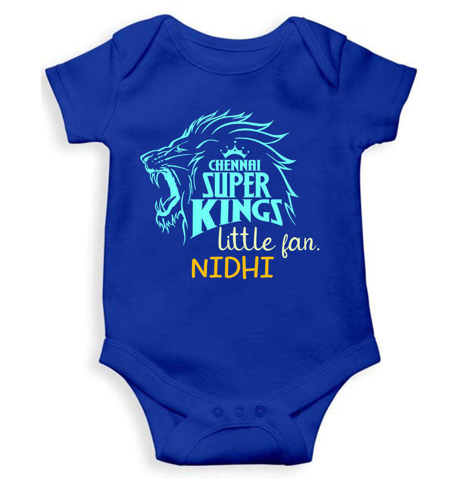 Custom Name IPL CSK Chennai Super Kings Little Fan Rompers for Baby Girl- KidsFashionVilla