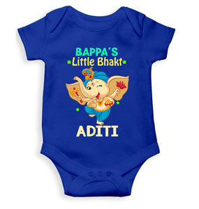 Custom Name Little Bappa Bhakt Ganesh Chaturthi Rompers for Baby Girl- KidsFashionVilla