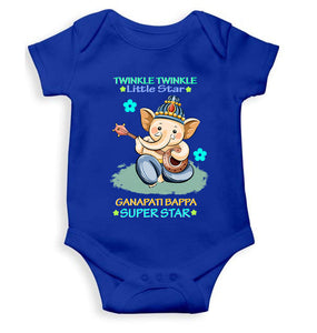 Twinkle Twinkle Little Star Ganpati Bappa Superstar Ganesh Chaturthi Rompers for Baby Girl- KidsFashionVilla