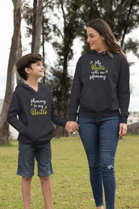 Mommy Is My Bestie Mother And Son Black Matching Hoodies- KidsFashionVilla