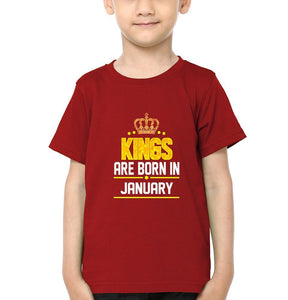 Kings Are Born In January Half Sleeves T-Shirt for Boys and Kids-KidsFashionVilla