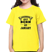 Load image into Gallery viewer, Legends are Born in January Half Sleeves T-Shirt For Girls -KidsFashionVilla
