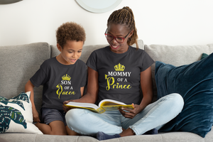 Son Of A Queen Mother And Son Black Matching T-Shirt- KidsFashionVilla
