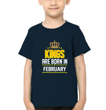 Load image into Gallery viewer, Kings Are Born In February Half Sleeves T-Shirt for Boys and Kids-KidsFashionVilla
