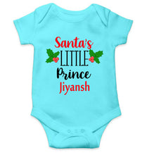 Load image into Gallery viewer, Customized Name Santas Little Prince Christmas Rompers for Baby Boy- KidsFashionVilla
