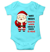 Load image into Gallery viewer, Customized Name Santa Dadu Is Here Christmas Rompers for Baby Girl- KidsFashionVilla
