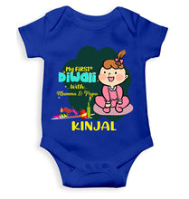 Load image into Gallery viewer, Custom Name My First Diwali With Mumma Papa Rompers for Baby Girl- KidsFashionVilla
