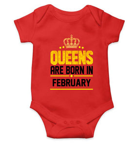 Queens Are  Born In February Rompers for Baby Girl- KidsFashionVilla