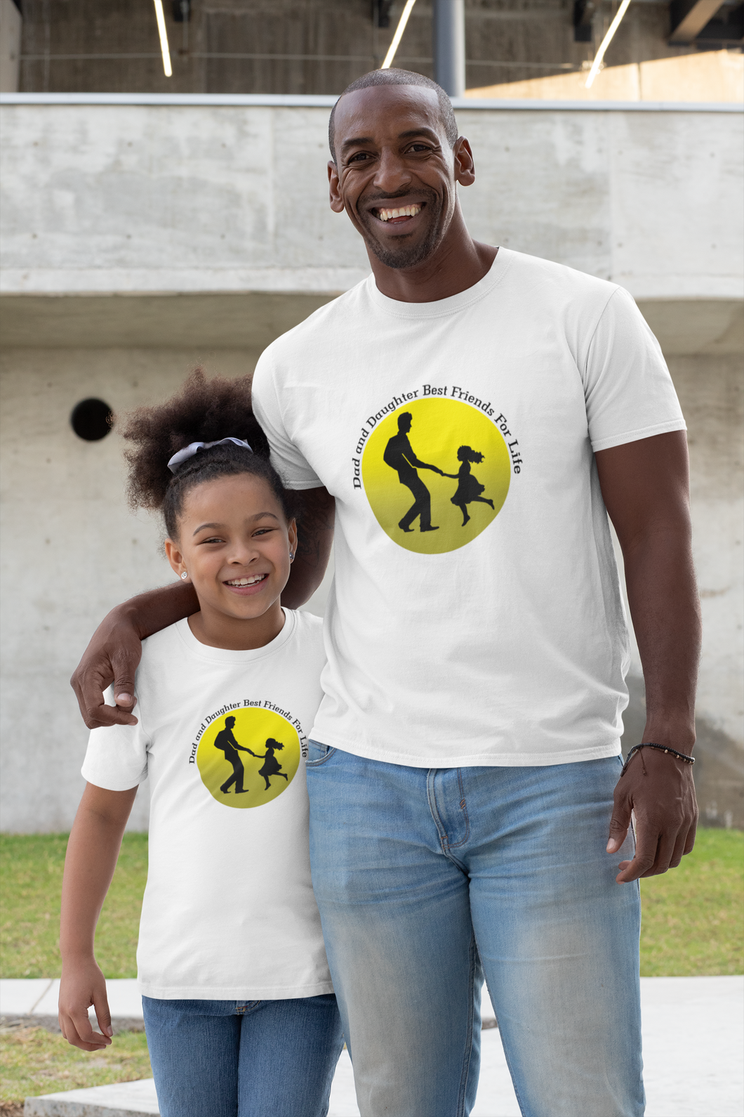 Dad And Daughter Best Friends Father and Daughter White Matching T-Shirt- KidsFashionVilla