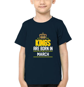 Kings Are Born In March Half Sleeves T-Shirt for Boys and Kids-KidsFashionVilla