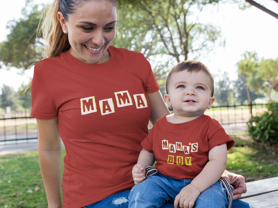 Mamas Boy Mother And Son Red Matching T-Shirt- KidsFashionVilla