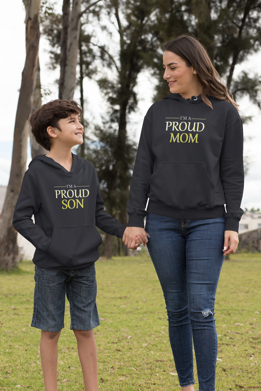 Proud Mom Mother And Son Black Matching Hoodies- KidsFashionVilla