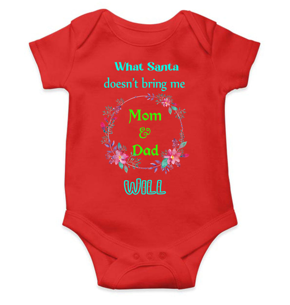 What Santa Does Not Bring Me Mom & Dad Will Christmas Rompers for Baby Boy- KidsFashionVilla