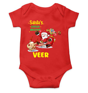 Customized Name Santas Little Helper Christmas Rompers for Baby Boy- KidsFashionVilla