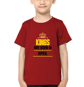 Kings Are Born In April Half Sleeves T-Shirt for Boy-KidsFashionVilla
