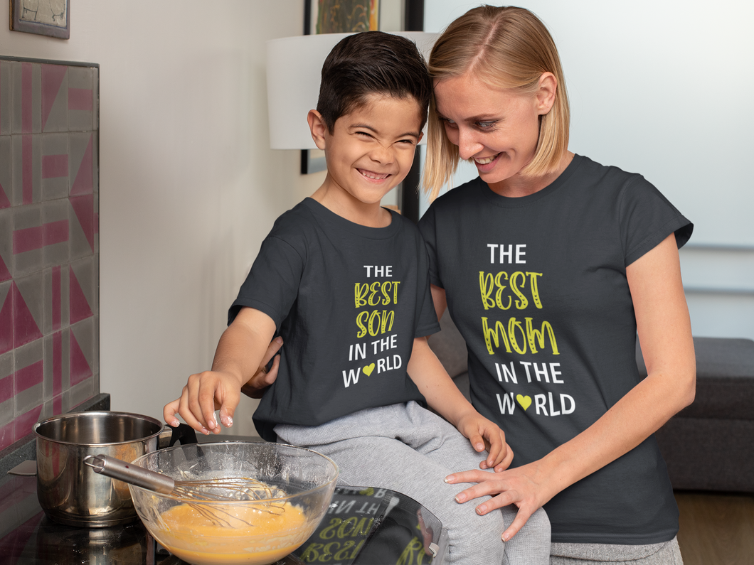 Best Mom In The World Mother And Son Black Matching T-Shirt- KidsFashionVilla