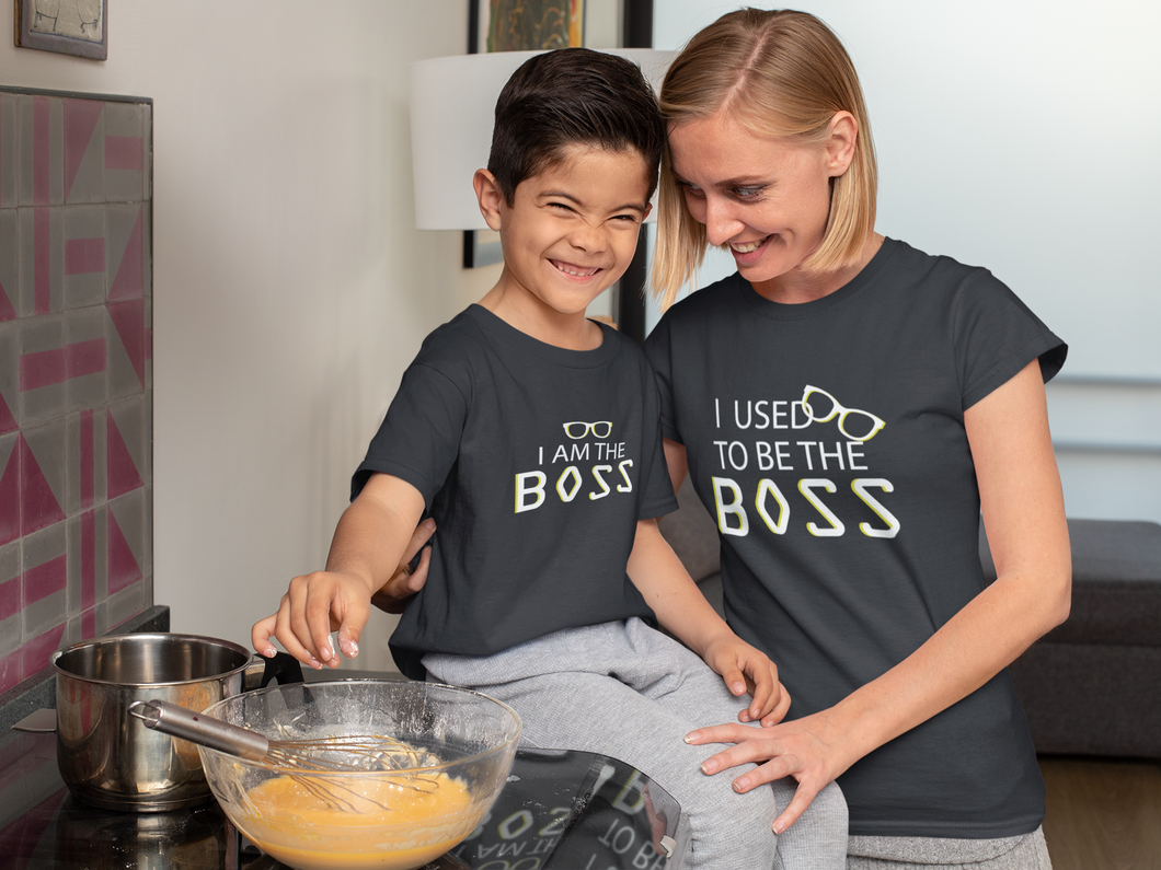 I Am The Boss Mother And Son Black Matching T-Shirt- KidsFashionVilla