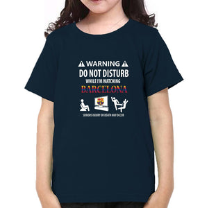 Warning FCB Half Sleeves T-Shirt For Girls -KidsFashionVilla
