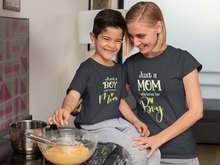 Load image into Gallery viewer, Just A Boy Who Loves His Mom Mother And Son Black Matching T-Shirt- KidsFashionVilla
