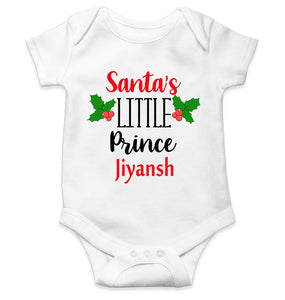 Customized Name Santas Little Prince Christmas Rompers for Baby Boy- KidsFashionVilla