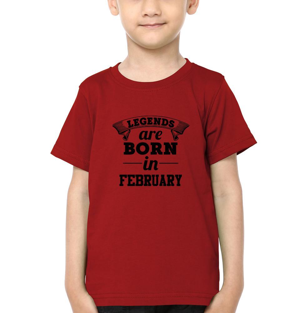 Legends are Born in February Half Sleeves T-Shirt for Boy-KidsFashionVilla