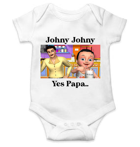 Johny Johny Yes Papa Poem Rompers for Baby Boy- KidsFashionVilla