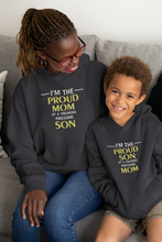 Load image into Gallery viewer, Proud Son Of A Freaking Awesome Mom Mother And Son Black Matching Hoodies- KidsFashionVilla
