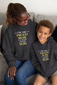 Proud Son Of A Freaking Awesome Mom Mother And Son Black Matching Hoodies- KidsFashionVilla