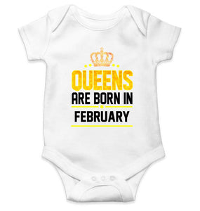 Queens Are  Born In February Rompers for Baby Girl- KidsFashionVilla