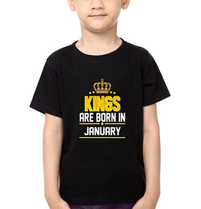 Kings Are Born In January Half Sleeves T-Shirt for Boys and Kids-KidsFashionVilla