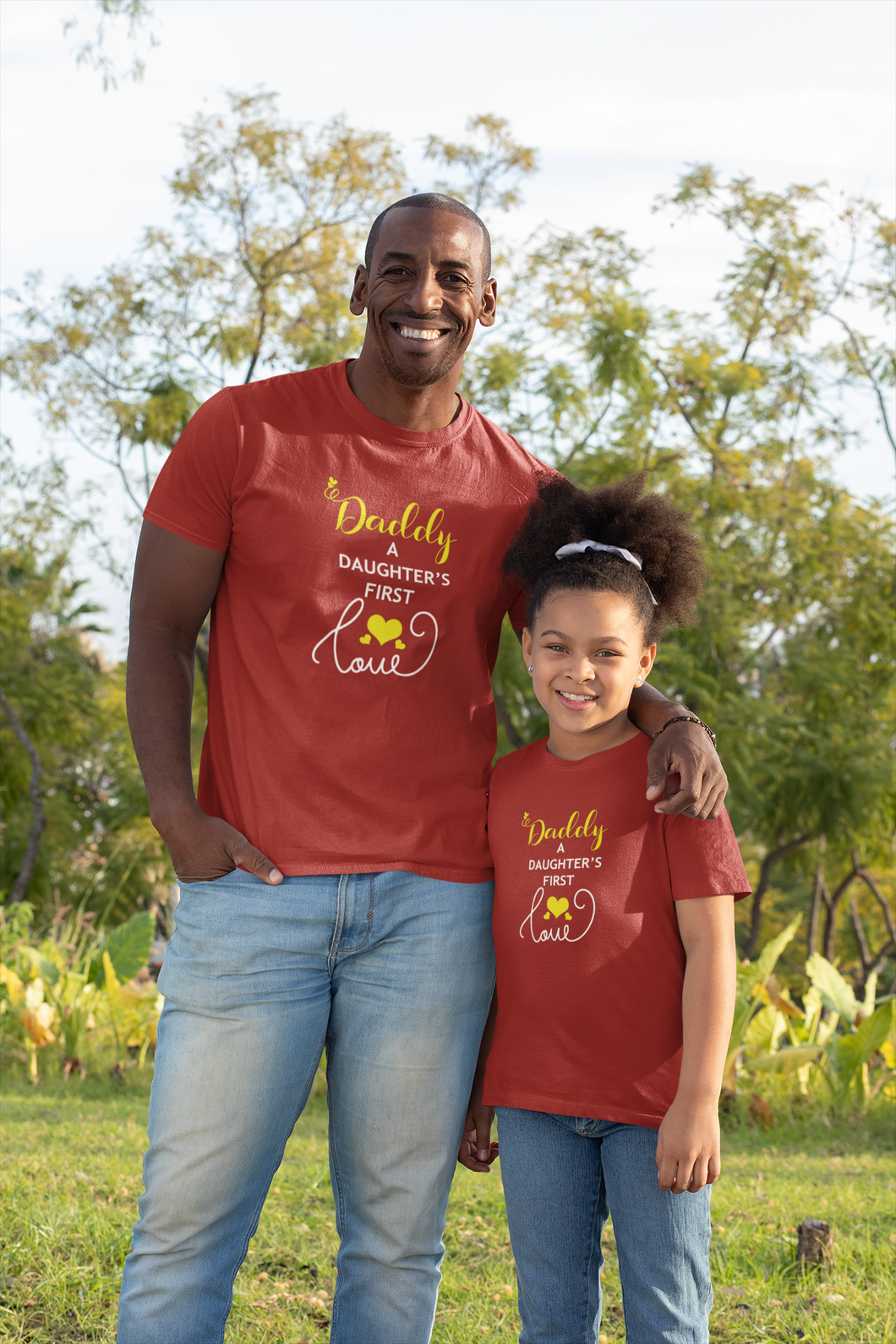Daughters First Love Father and Daughter Red Matching T-Shirt- KidsFashionVilla