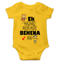 Load image into Gallery viewer, Ek Hazaro Mein Meri Behna Hai Rakhi Rompers for Baby Girl- KidsFashionVilla

