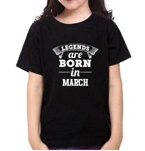 Legends are Born in March Half Sleeves T-Shirt For Girls -KidsFashionVilla