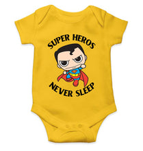 Load image into Gallery viewer, Super Heros Never Sleeps Rompers for Baby Girl- KidsFashionVilla
