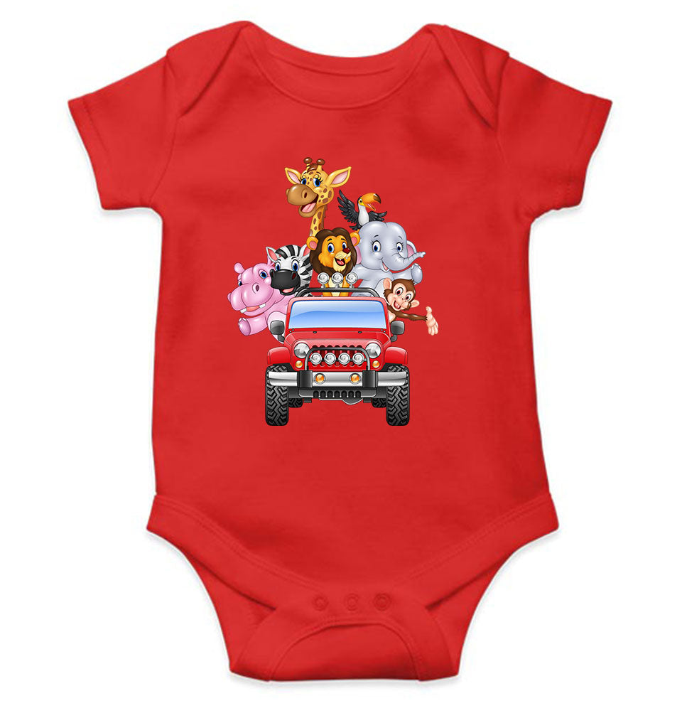 Jungle Jeep Cartoon Rompers for Baby Boy- KidsFashionVilla