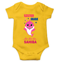 Load image into Gallery viewer, Custom Name Sister Shark Doo Doo Doo Rakhi Rompers for Baby Girl- KidsFashionVilla
