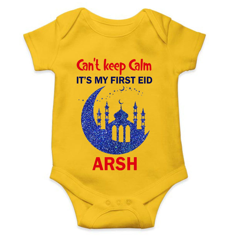 Custom Name Cant Keep Calm My First Eid Rompers for Baby Boy- KidsFashionVilla