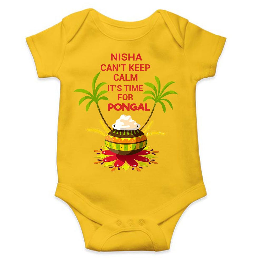 Custom Name Cant Keep Calm Its Time For Pongal Rompers for Baby Girl- KidsFashionVilla
