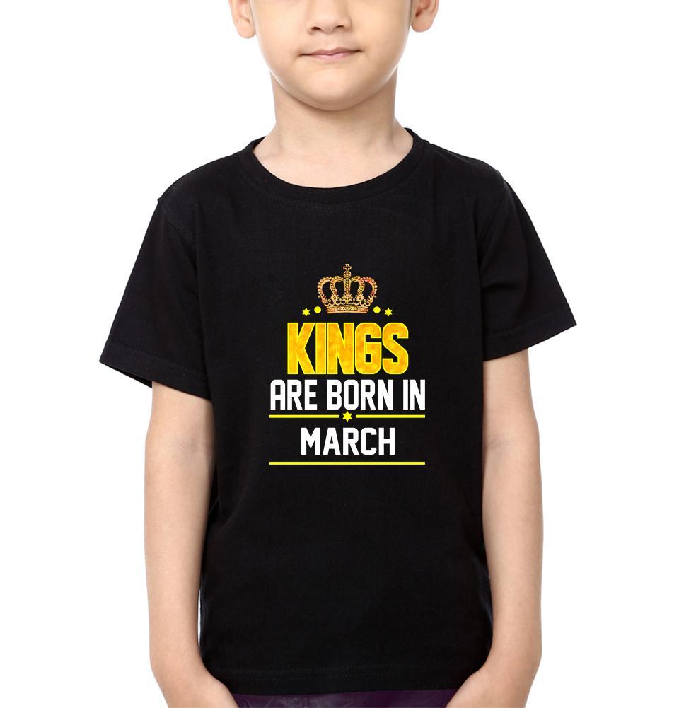 Kings Are Born In March Half Sleeves T-Shirt for Boys and Kids-KidsFashionVilla