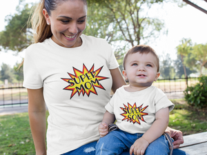 Super Son Mother And Son White Matching T-Shirt- KidsFashionVilla