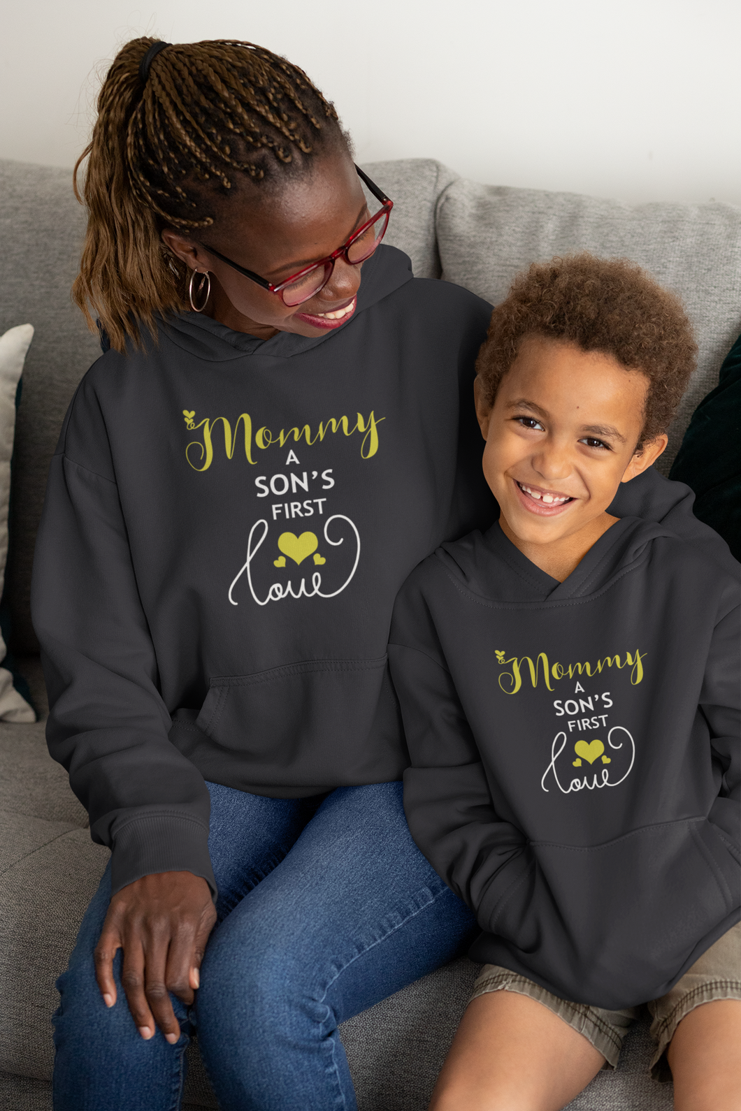 Mommy Sons First Love Mother And Son Black Matching Hoodies- KidsFashionVilla