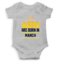 Load image into Gallery viewer, Queens Are Born In March Rompers for Baby Girl- KidsFashionVilla
