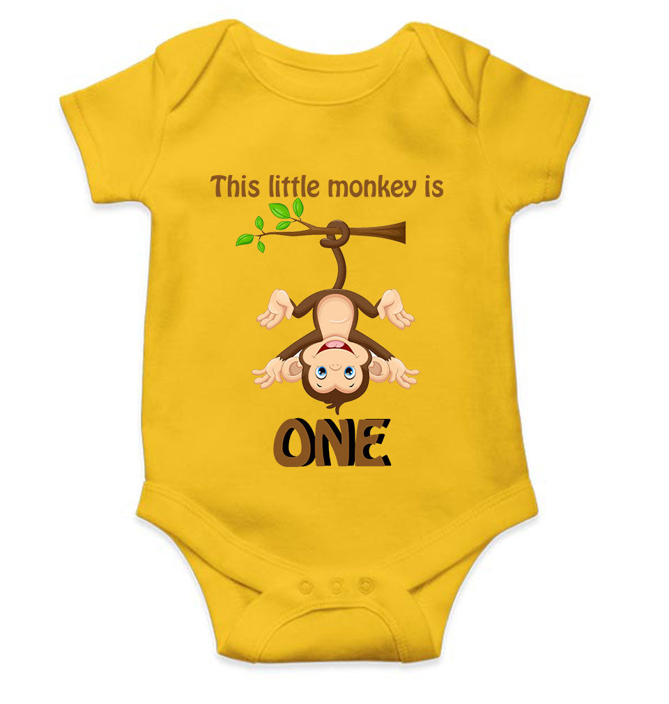 Little Monkey Is One First Birthday Rompers for Baby Girl- KidsFashionVilla