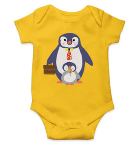 Papa And Baby Penguin Cartoon Rompers for Baby Girl- KidsFashionVilla
