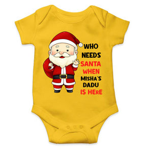 Customized Name Santa Dadu Is Here Christmas Rompers for Baby Girl- KidsFashionVilla