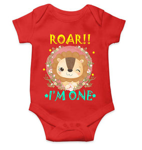 Roar I Am One First Birthday Rompers for Baby Girl- KidsFashionVilla