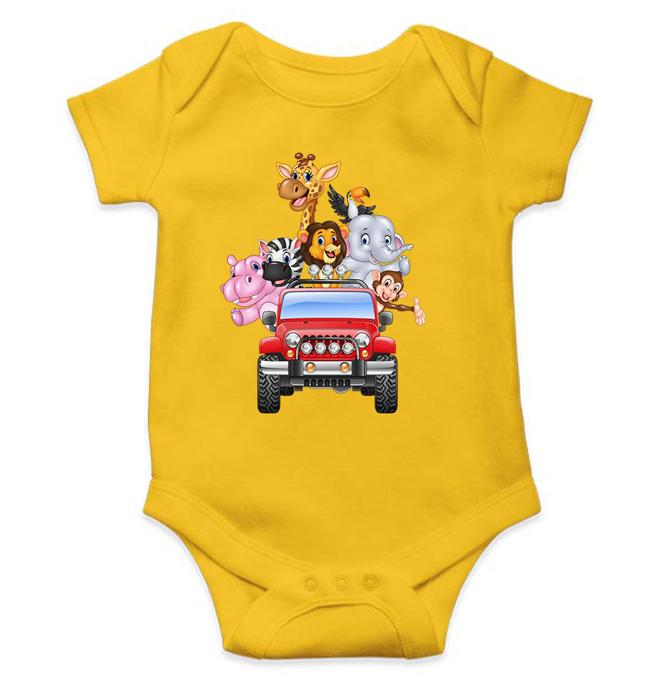 Jungle Jeep Cartoon Rompers for Baby Boy- KidsFashionVilla