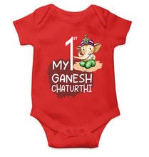 Load image into Gallery viewer, My 1st Ganesh Chaturthi Rompers for Baby Girl- KidsFashionVilla
