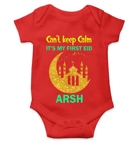 Custom Name Cant Keep Calm My First Eid Rompers for Baby Boy- KidsFashionVilla